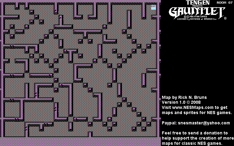Gauntlet - Room 07 Nintendo NES Background Only Map