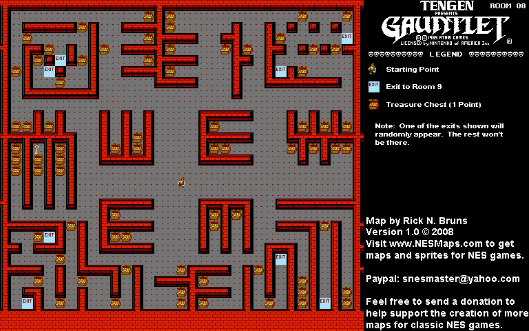 Gauntlet - Room 08 Nintendo NES Map