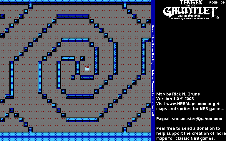 Gauntlet - Room 09 Nintendo NES Background Only Map