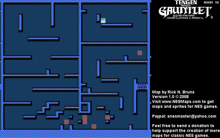 Gauntlet - Room 10 Nintendo NES Background Only Map