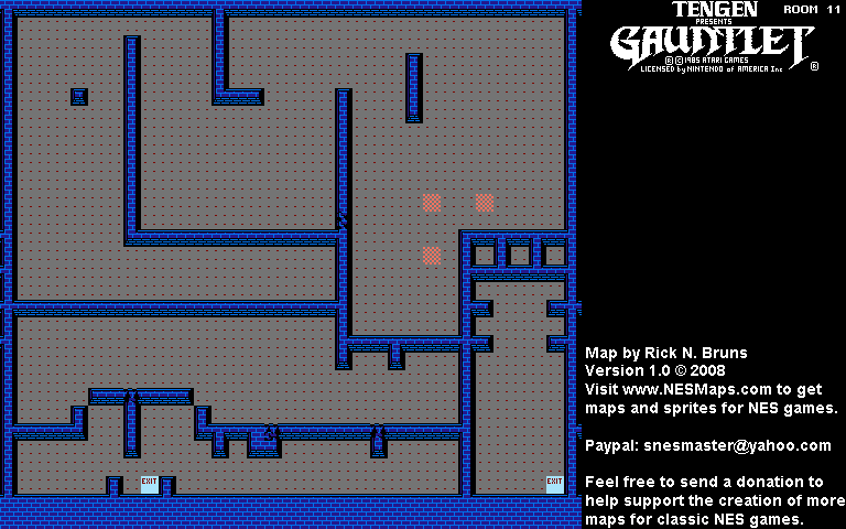 Gauntlet - Room 11 Nintendo NES Background Only Map