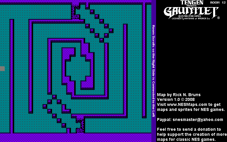 Gauntlet - Room 12 Nintendo NES Background Only Map