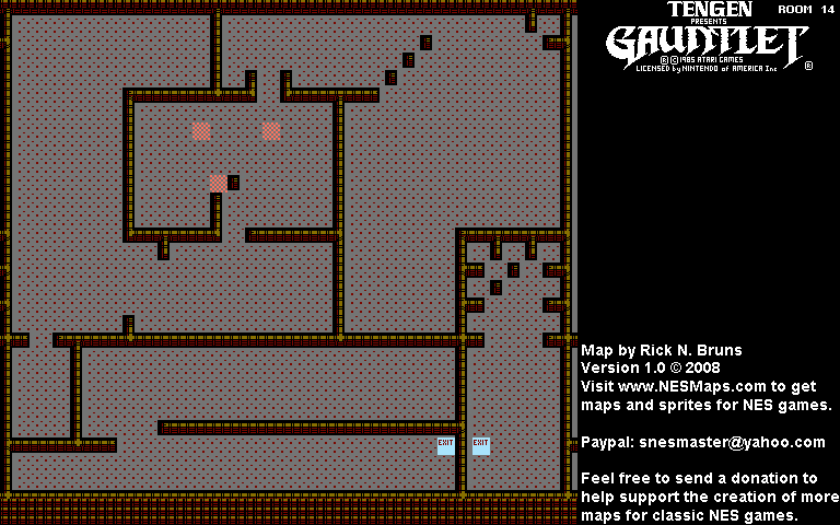 Gauntlet - Room 14 Nintendo NES Background Only Map