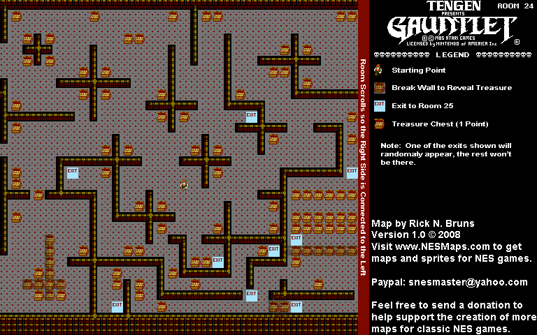 Gauntlet - Room 24 Nintendo NES Map
