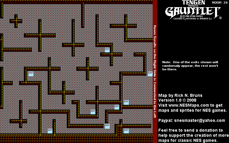 Gauntlet - Room 24 Nintendo NES Background Only Map