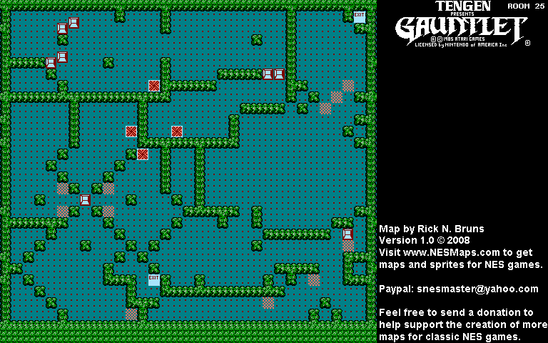 Gauntlet - Room 25 Nintendo NES Background Only Map