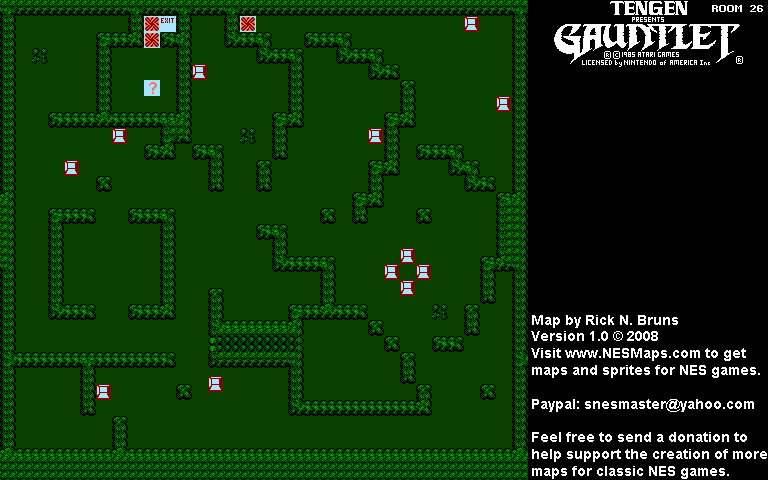 Gauntlet - Room 26 Nintendo NES Background Only Map