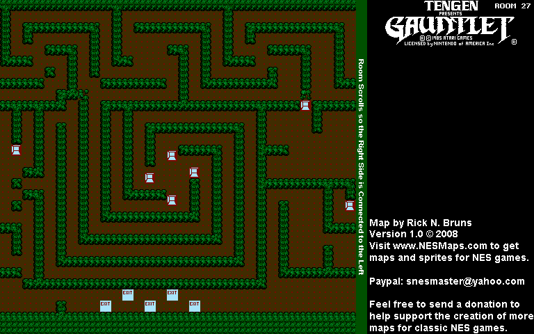 Gauntlet - Room 27 Nintendo NES Background Only Map