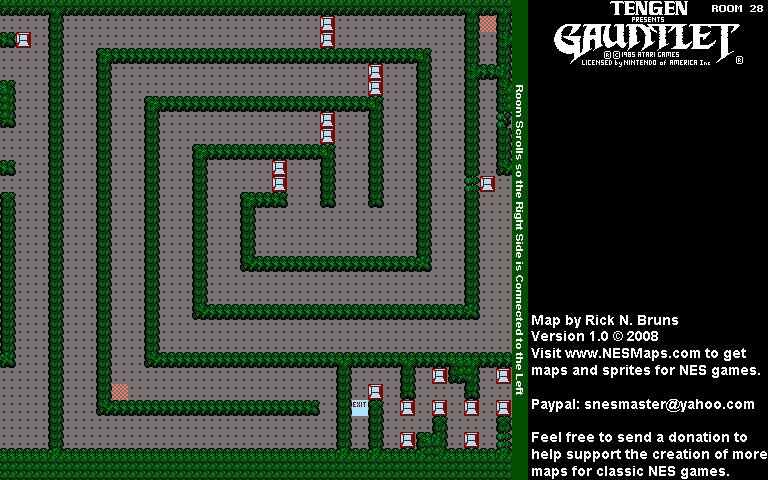 Gauntlet - Room 28 Nintendo NES Background Only Map