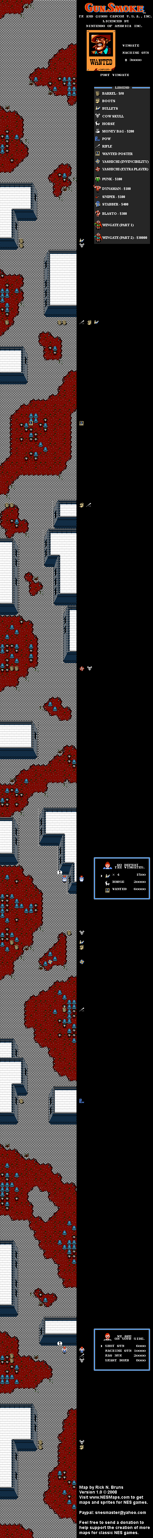 Gun Smoke - Stage 6 Nintendo NES Map