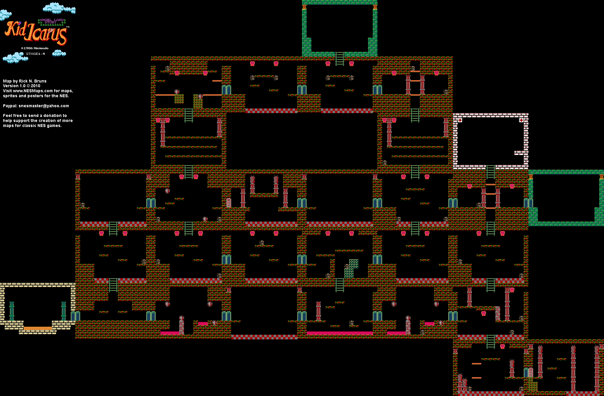 Kid Icarus - Stage 1-4 - NES Map BG