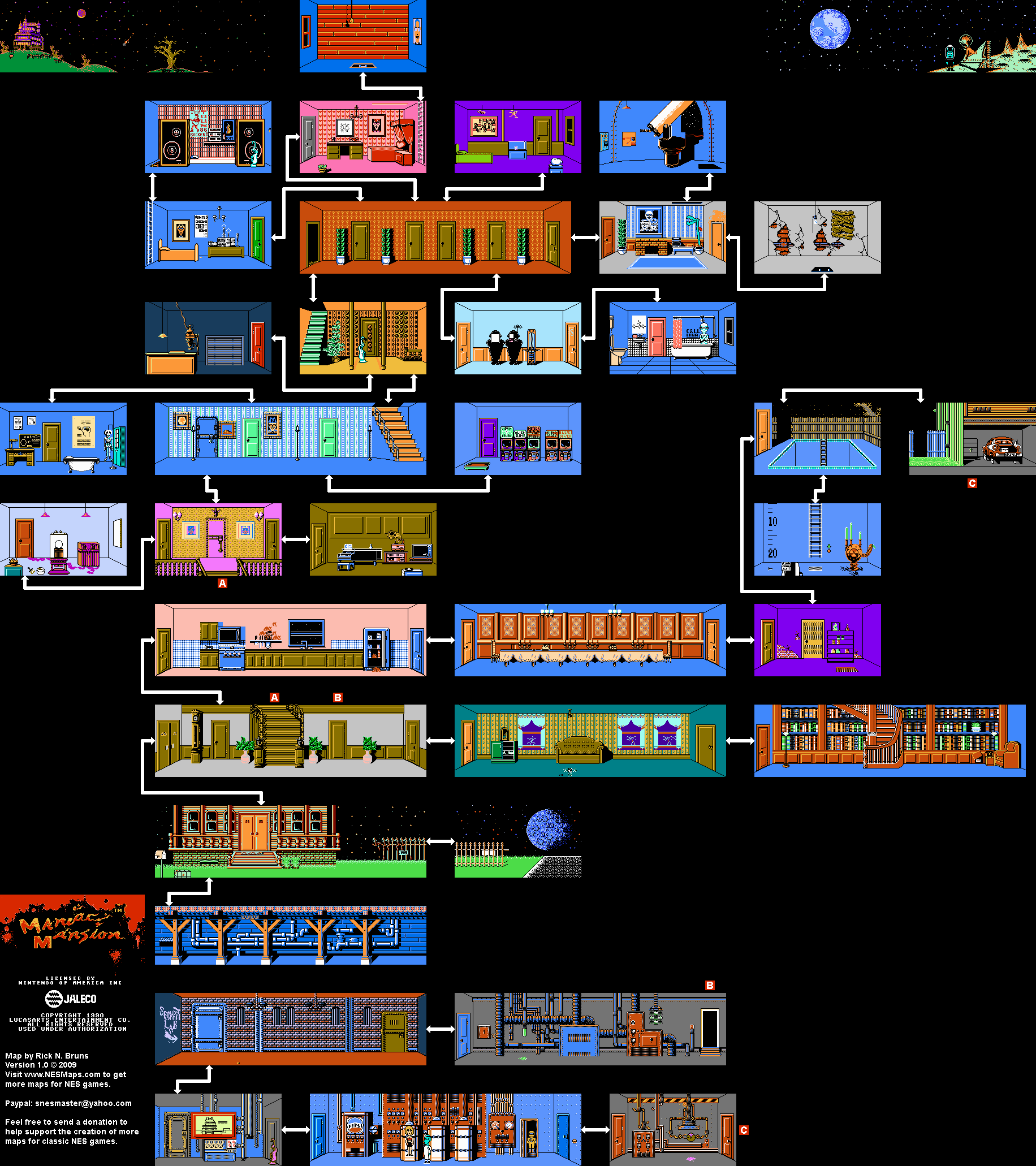 Maniac Mansion - NES Map