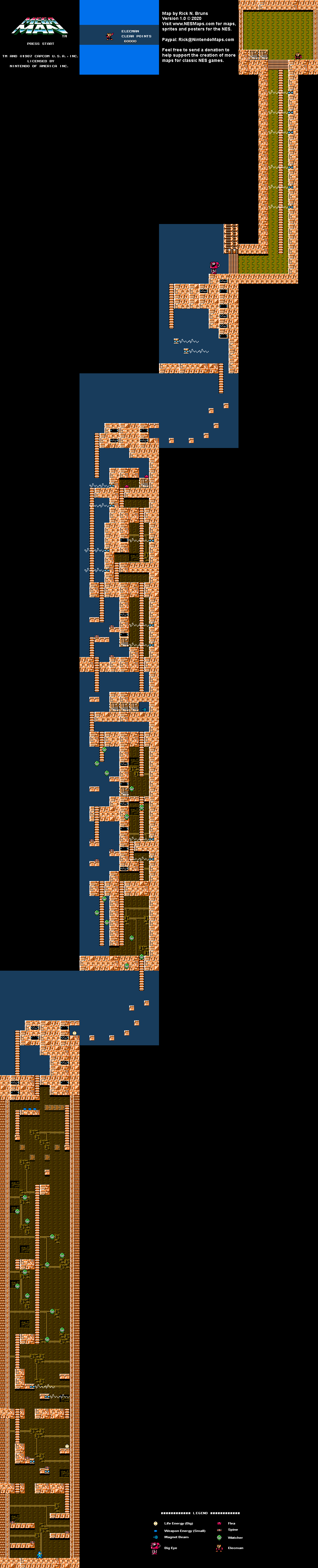 Mega Man - Elec Man Stage Nintendo NES Map