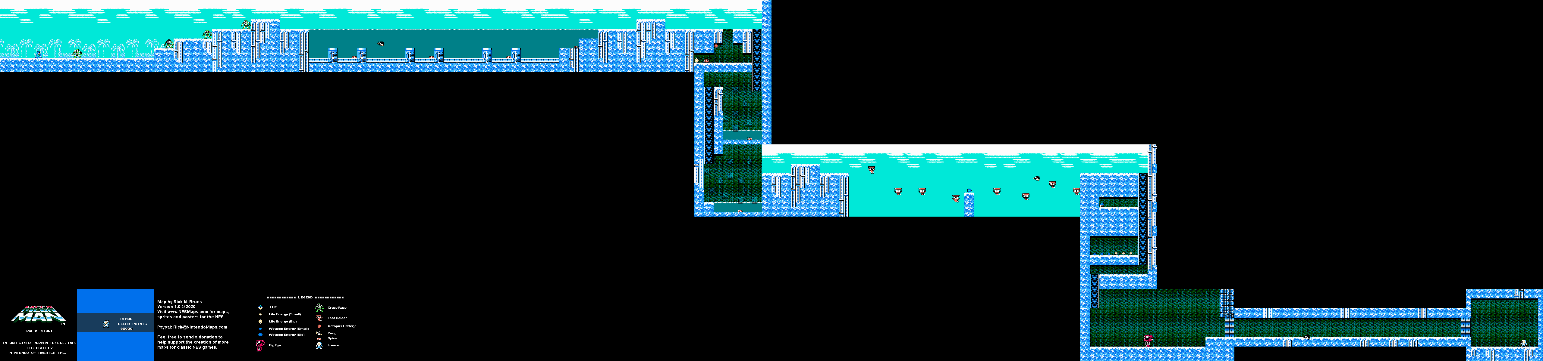 Mega Man - Ice Man Stage Nintendo NES Map