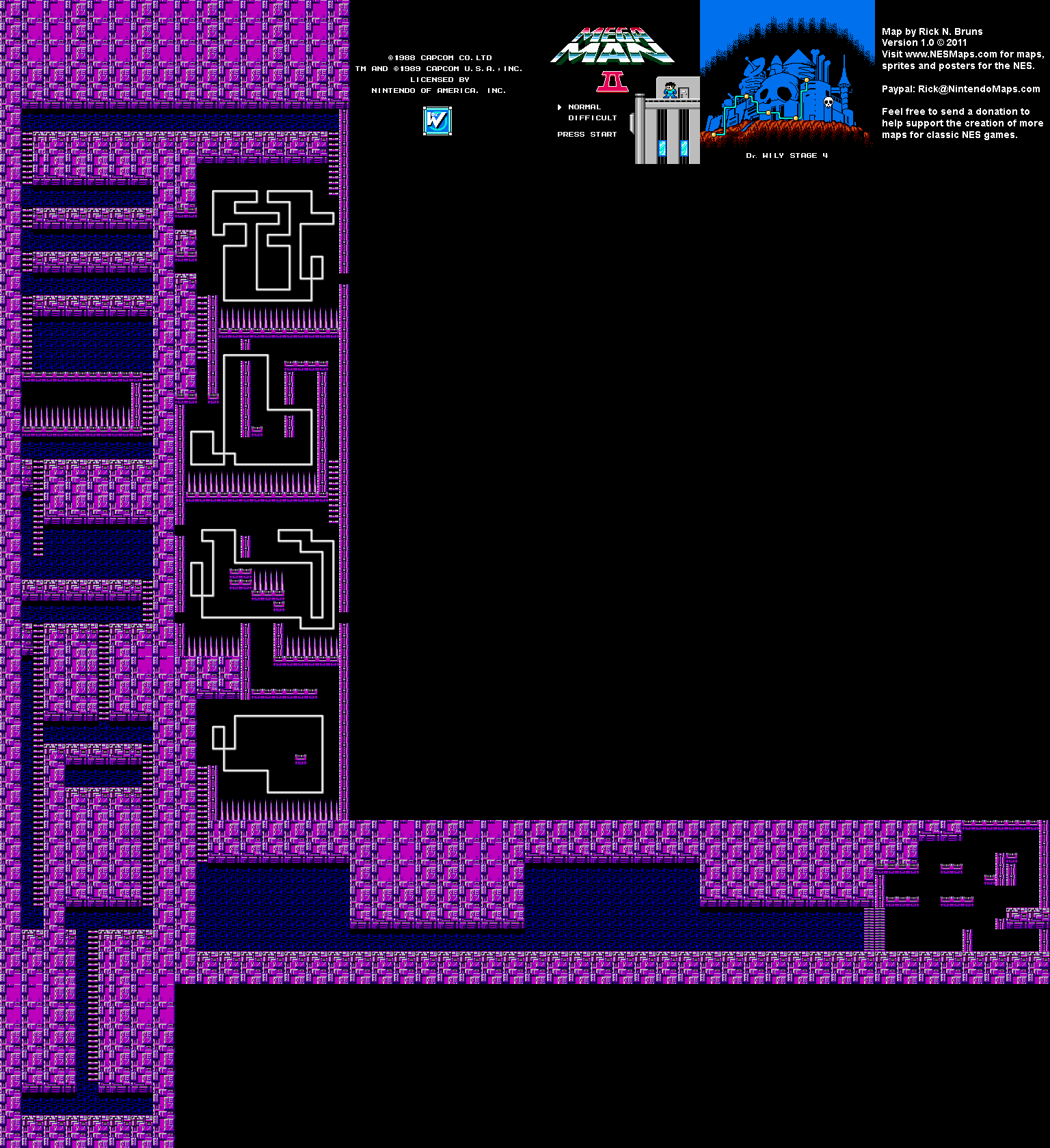 Mega Man II 2 - Dr. Wily Stage 4 Nintendo NES Map BG