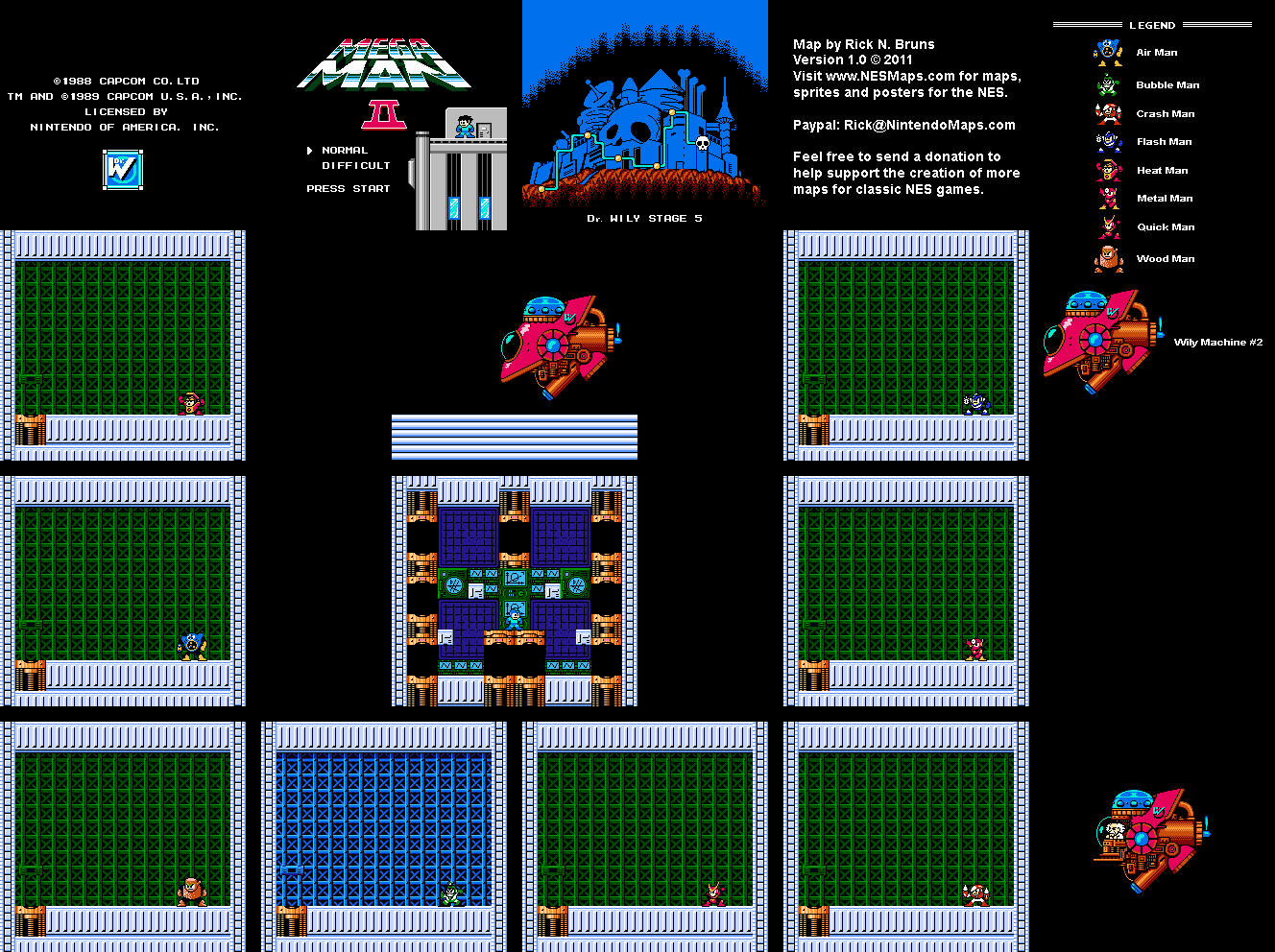 Mega Man II 2 - Dr. Wily Stage 5 Nintendo NES Map