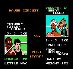 Mike Tyson's Punch-Out!! Great Tiger Screen - Nintendo NES