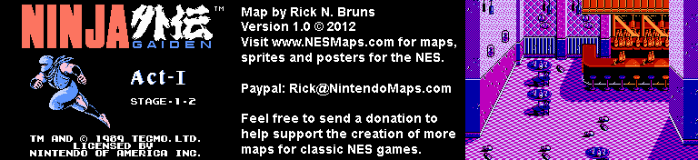 Ninja Gaiden - Stage 1-2 - Nintendo NES Map BG