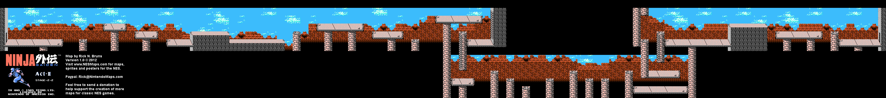 Ninja Gaiden - Stage 2-2 - Nintendo NES Map BG