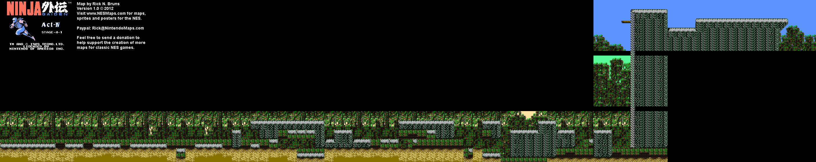 Ninja Gaiden - Stage 4-1 - Nintendo NES Map BG