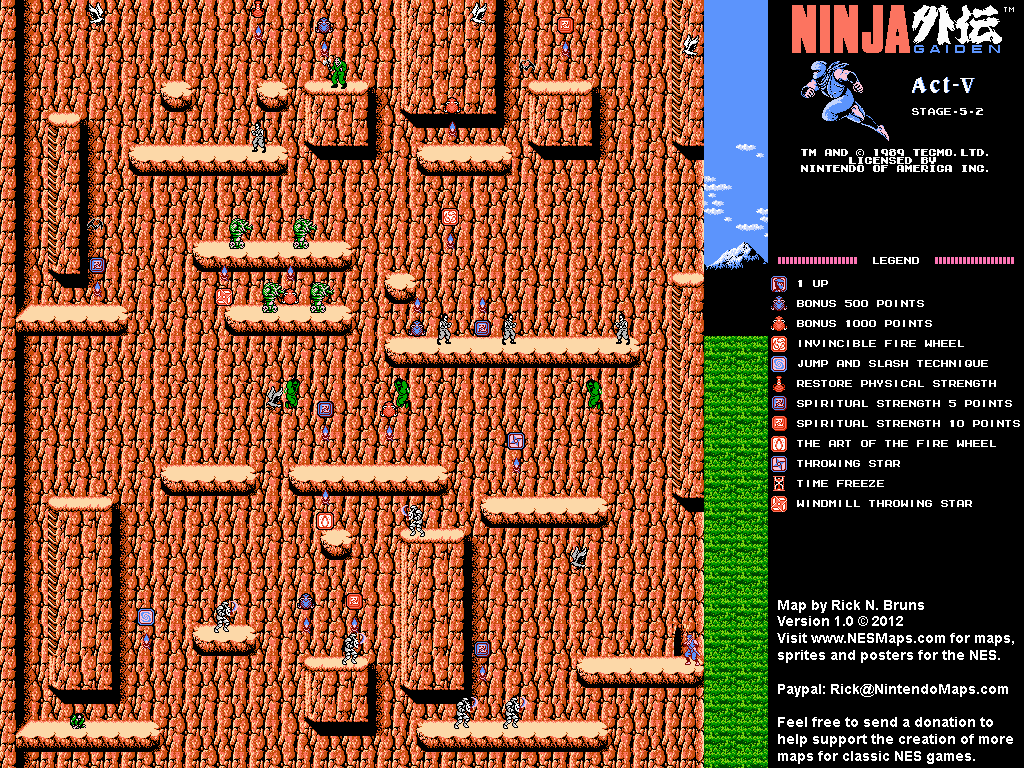 Ninja Gaiden - Stage 5-2 - Nintendo NES Map