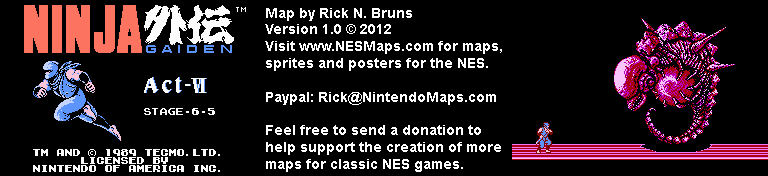 Ninja Gaiden - Stage 6-5 - Nintendo NES Map