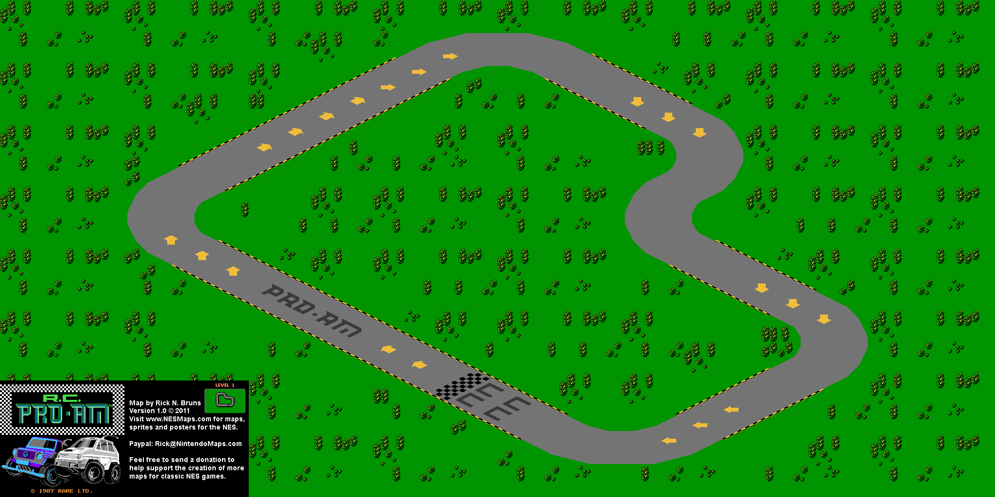 R.C. Pro-Am - Level 1 Nintendo NES Map BG