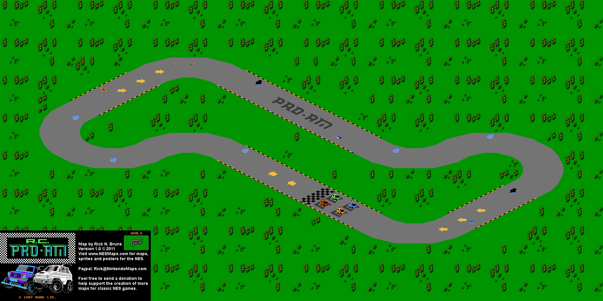 R.C. Pro-Am - Level 2 Nintendo NES Map