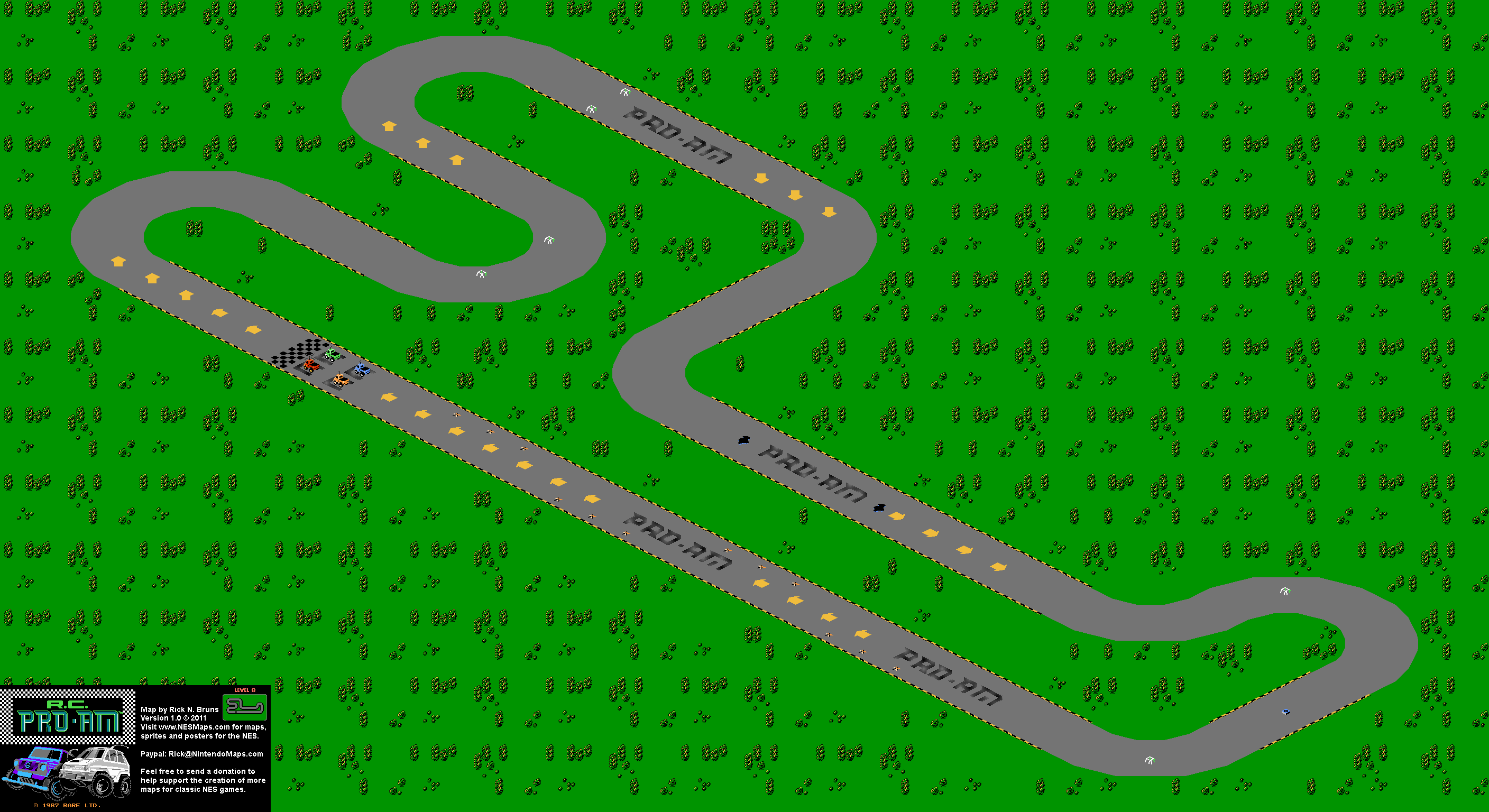 R.C. Pro-Am - Level 8 Nintendo NES Map