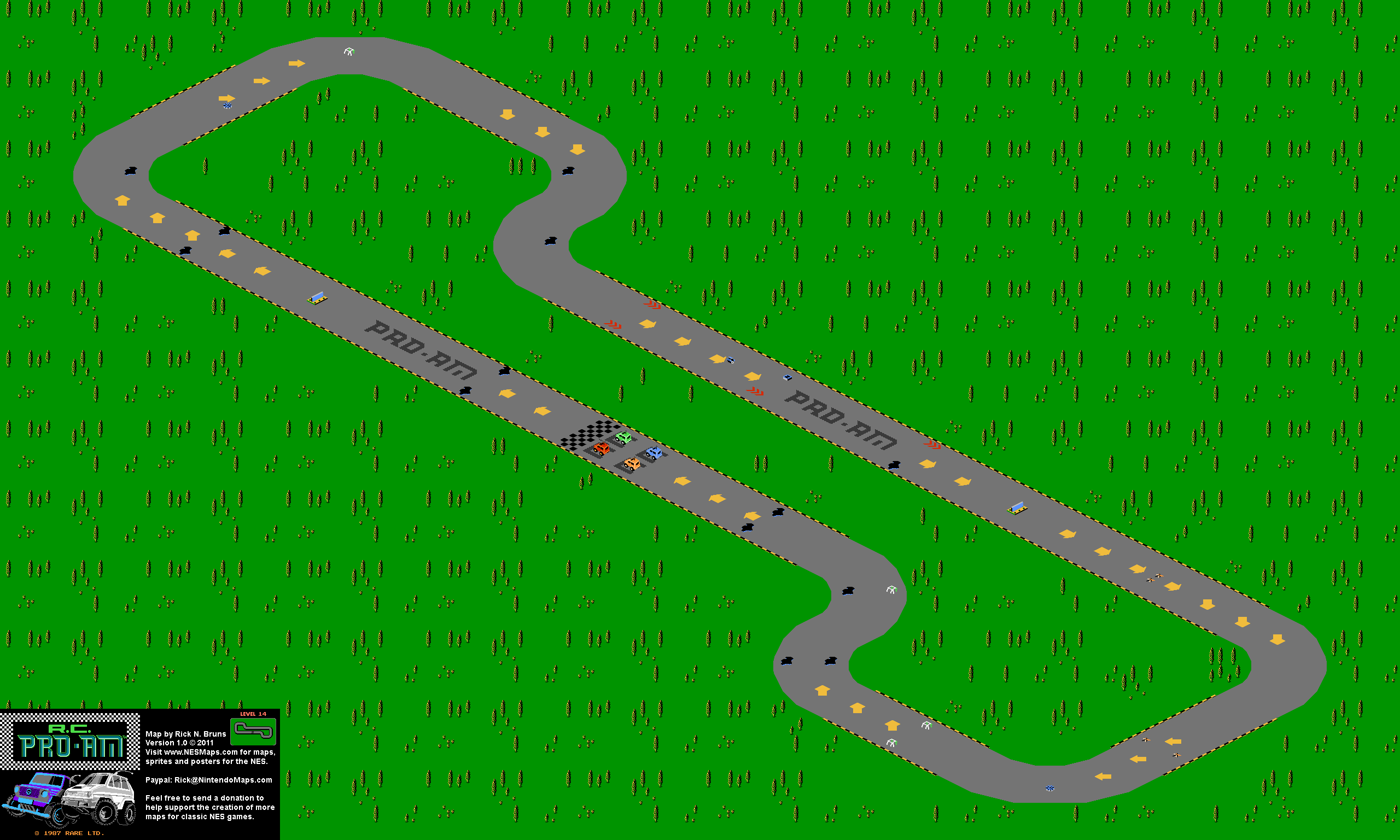 R.C. Pro-Am - Level 14 Nintendo NES Map