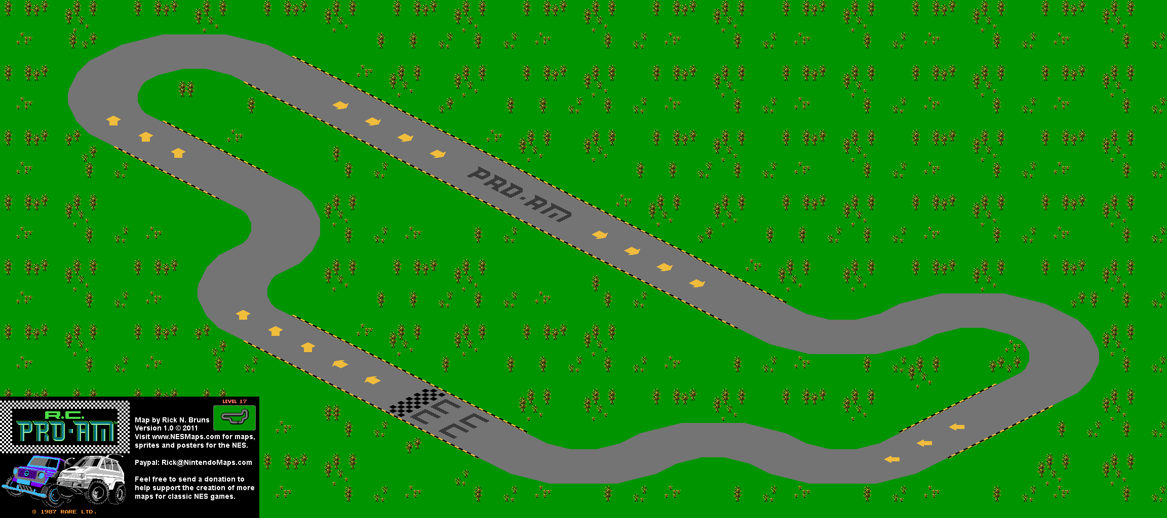 R.C. Pro-Am - Level 17 Nintendo NES Map BG