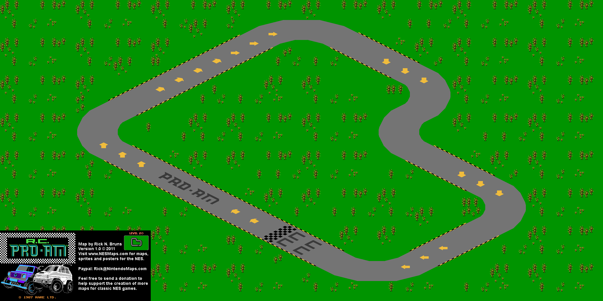 R.C. Pro-Am - Level 20 Nintendo NES Map BG