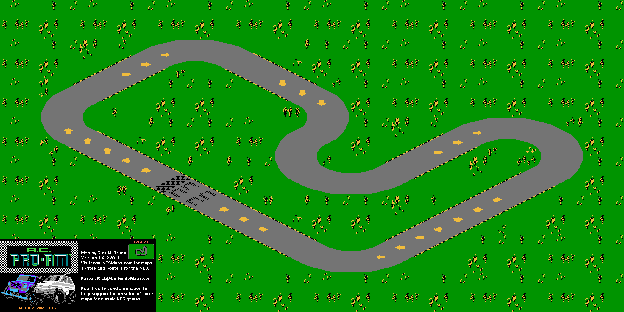 R.C. Pro-Am - Level 21 Nintendo NES Map BG