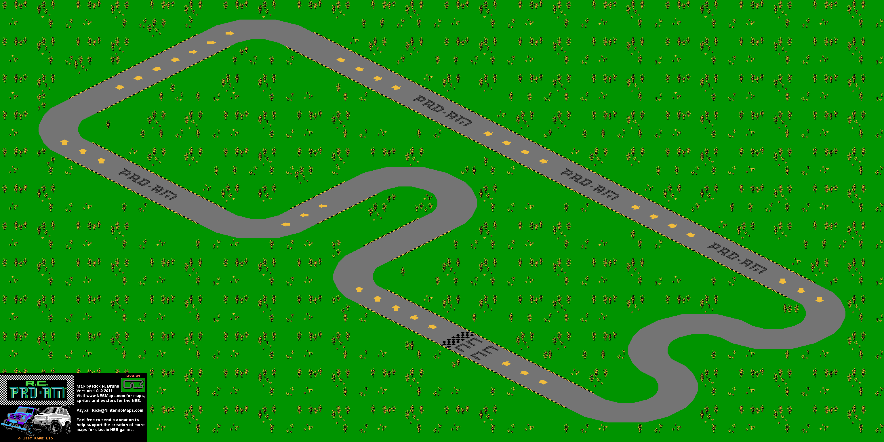 R.C. Pro-Am - Level 24 Nintendo NES Map BG