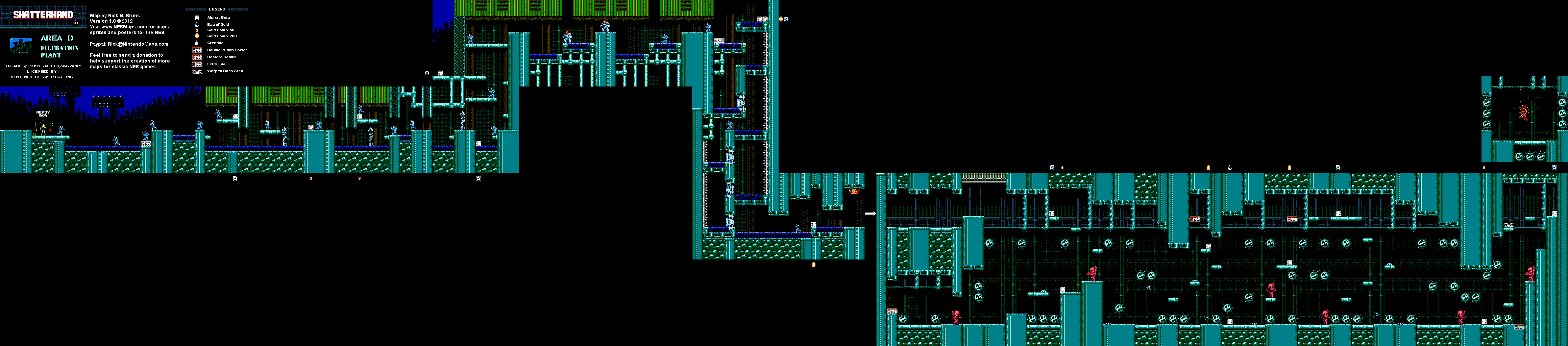 Shatterhand - Area D Filtration Plant - Nintendo NES Map