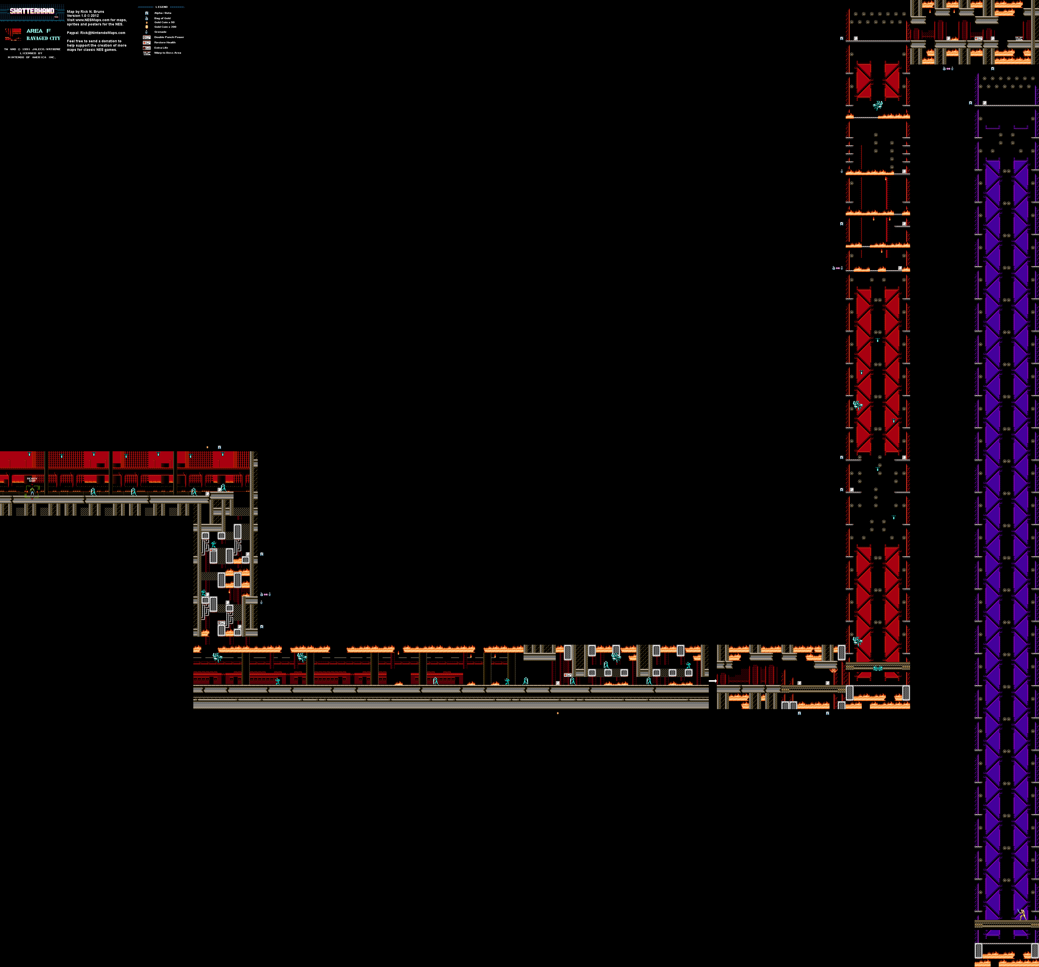 Shatterhand - Area F Ravaged City - Nintendo NES Map