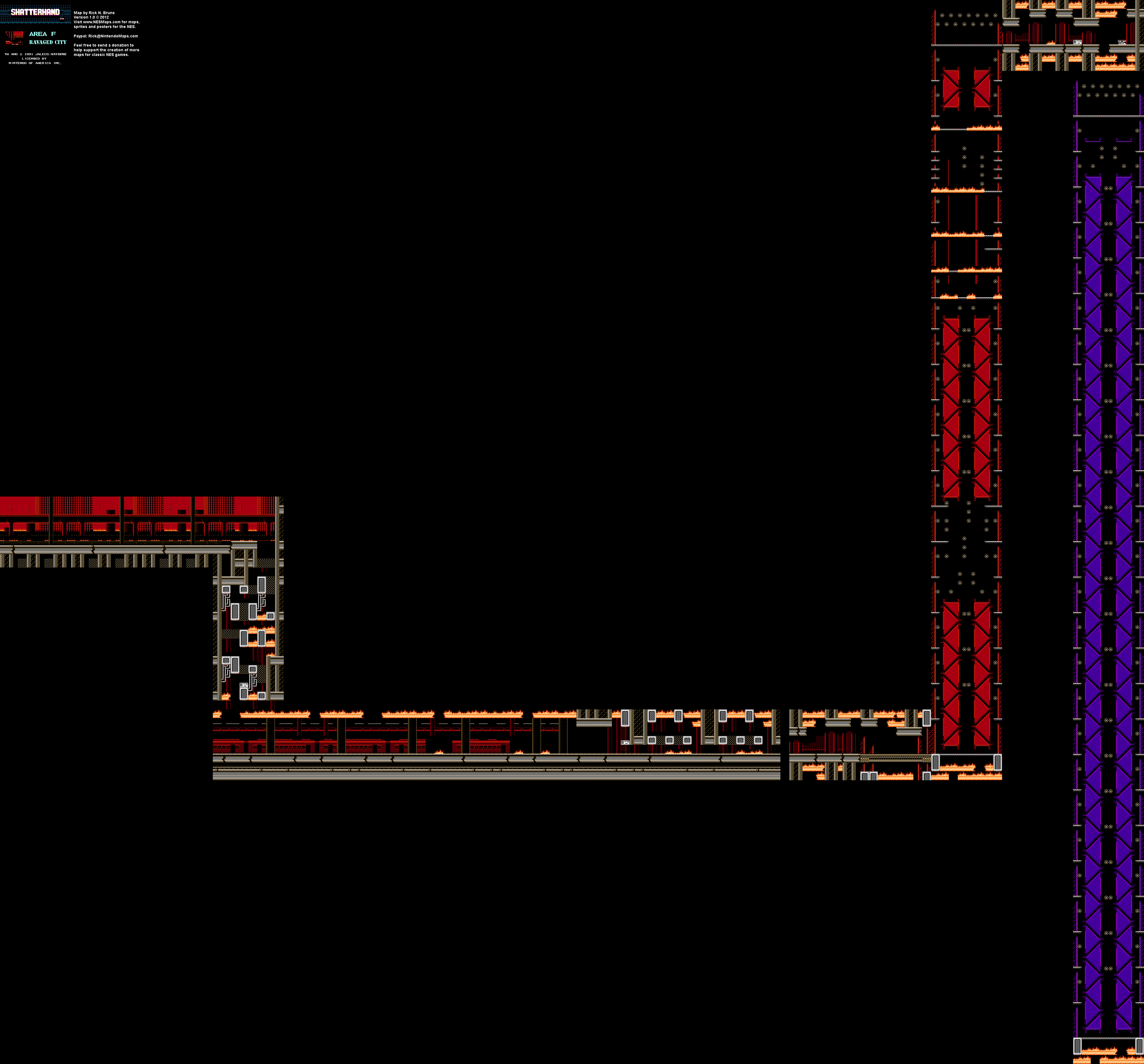 Shatterhand - Area F Ravaged City - Nintendo NES Map BG