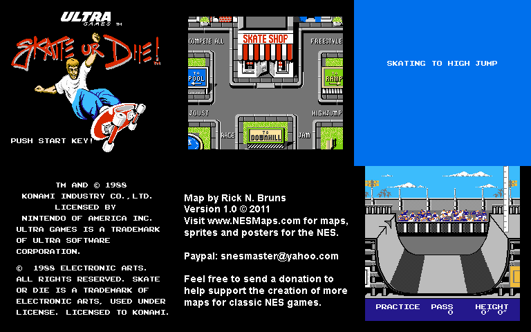 Skate or Die! - Highjump Nintendo NES Map BG