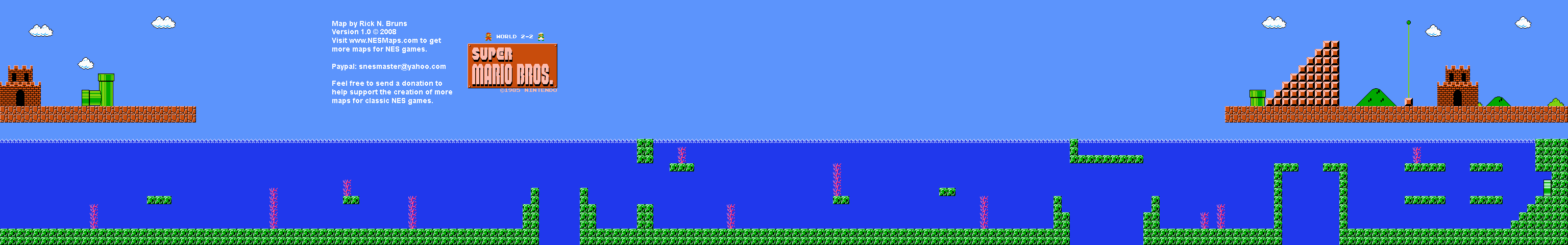 Super Mario Brothers - World 2-2 Nintendo NES Background Only Map
