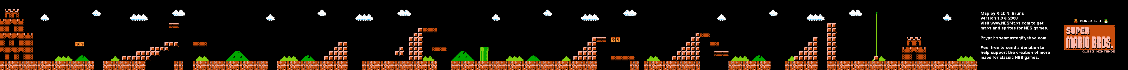 Super Mario Brothers - World 6-1 Nintendo NES Background Only Map