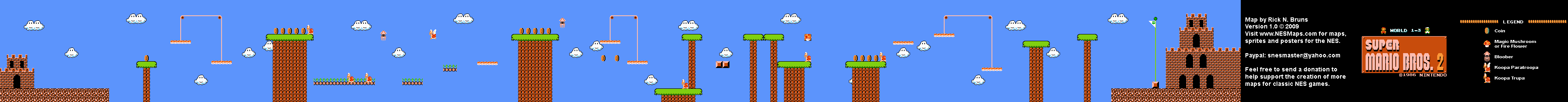 Super Mario Bros. 2 (Japan) - World 1-3 Nintendo NES Famicom FDS Map