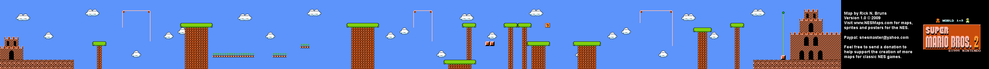 Super Mario Bros. 2 (Japan) - World 1-3 Nintendo NES Famicom FDS BG Map