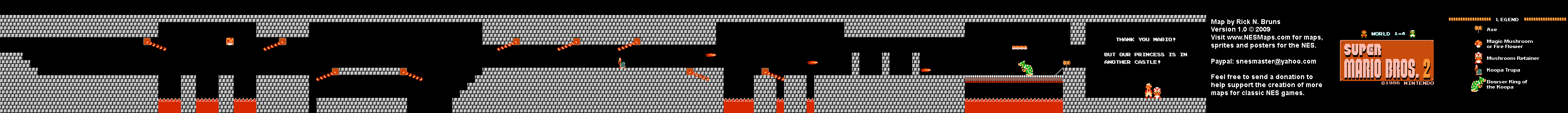 Super Mario Bros. 2 (Japan) - World 1-4 Nintendo NES Famicom FDS Map