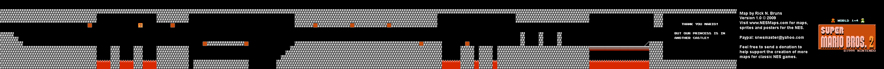 Super Mario Bros. 2 (Japan) - World 1-4 Nintendo NES Famicom FDS BG Map