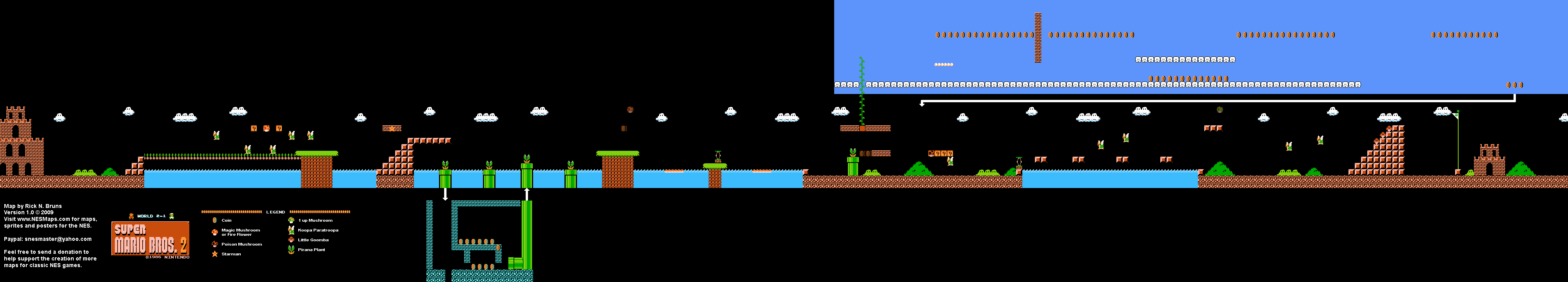 Super Mario Bros. 2 (Japan) - World 2-1 Nintendo NES Famicom FDS Map