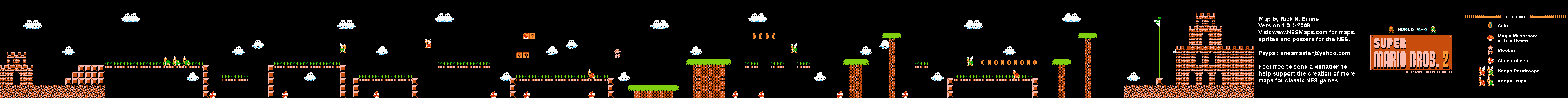 Super Mario Bros. 2 (Japan) - World 2-3 Nintendo NES Famicom FDS Map