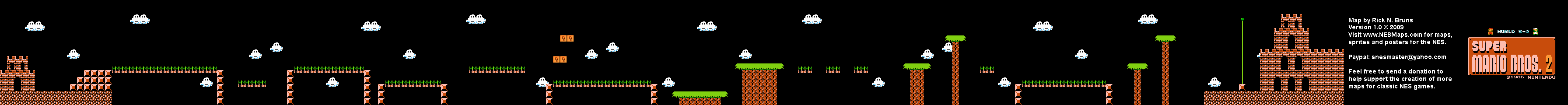 Super Mario Bros. 2 (Japan) - World 2-3 Nintendo NES Famicom FDS BG Map