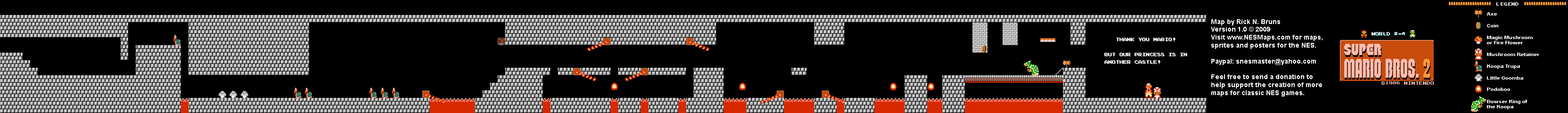 Super Mario Bros. 2 (Japan) - World 2-4 Nintendo NES Famicom FDS Map