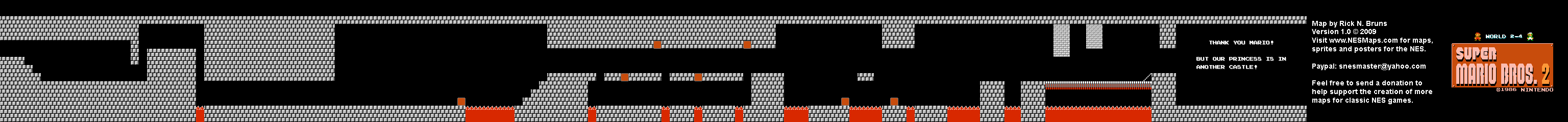 Super Mario Bros. 2 (Japan) - World 2-4 Nintendo NES Famicom FDS BG Map