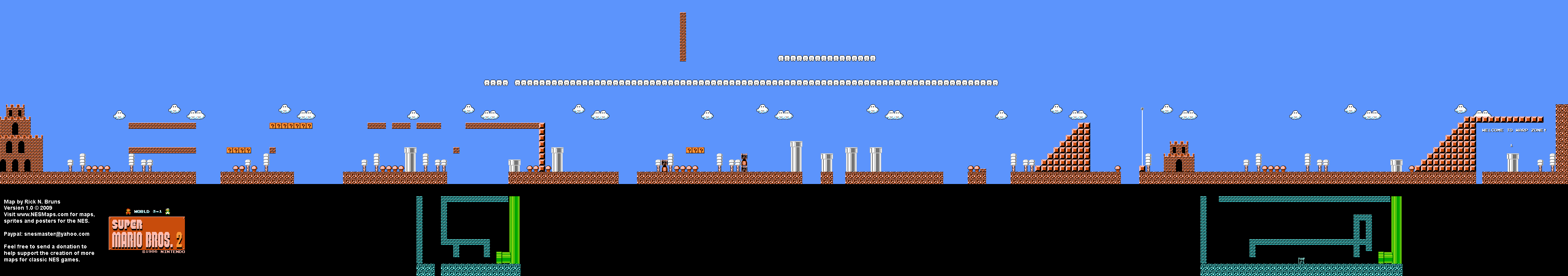 Super Mario Bros. 2 (Japan) - World 3-1 Nintendo NES Famicom FDS BG Map